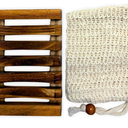 Natural Wooden Soap Dish & Sisal Exfoliating Pouch Set – Eco Soap Saver Holder & Soap Tray – Plastic-Free Bathroom, Shower & Kitchen Accessories – Sustainable Bath Gift