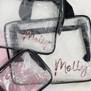 Transparent Toiletry Cosmetic Bags Personalised Name 3pc PVC Travel Makeup Set