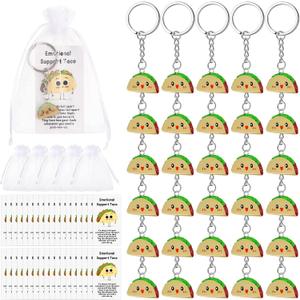 Kigley 30 Sets Inspirational Taco Keychain Bulk Mini Resin Cute Realistic Taco with Funny Card Organza Bag Positive Emotional Support for Employee Team Coworkers Dietitian Cinco De Mayo Mexican Gifts
