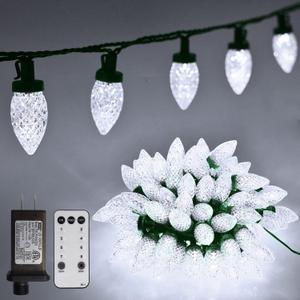 ZAIYW C9 Christmas String Lights 66ft 100 LED Strawberry Lights UL Plug C9 String Lights Green Wire Waterproof for Outdoor Roof Eaves Garden Yard Xmas Decor (Cool White) ZAIYW C9 Christmas String Lights 66ft 100 LED Strawberry Lights UL Plug C9 String Lights Green Wire Waterproof for Outdoor Roof Eaves Garden Yard Xmas Decor (Cool White)