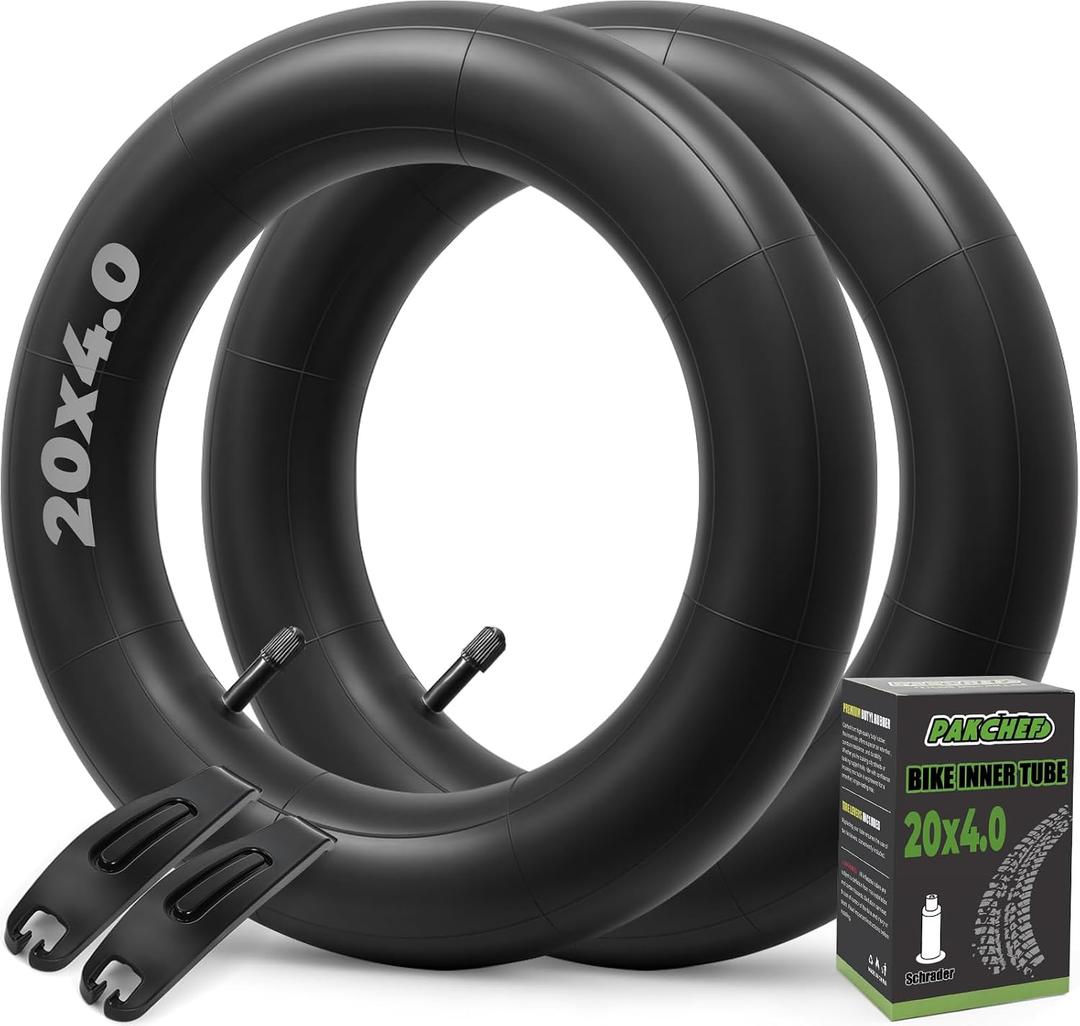 20 x 4.0 Fat Bike Inner Tube - True 4.0" Width for 20x4 Fat Tire & Ebike - Butyl Rubber Durable & Reliable Performance - AV 32mm, 2 Pack