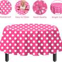3 Pack Pink and White Polka Dots Round Tablecloth Pink Round Table Cover with White Polka Dot Plastic Table Cloth 84 in for Kitchen Dining Wedding Party