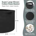 MEGASKET 115L Super Large Black Blanket Basket, 23.6"x15.7" Woven Rope Bin for Storage, Oversized Kids Dog Toy Storage Box Bins, XXXL Blanket Holder for Living Room, Jumbo Wicker Basket for Organizing