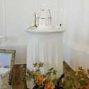 4Pack White Cocktail Tablecloth 32"x 43" Table Skirt Spandex Stretch Round Cocktail Table Cover with Wavy Drapes Fitted High Top Covers for Wedding Party Banquet