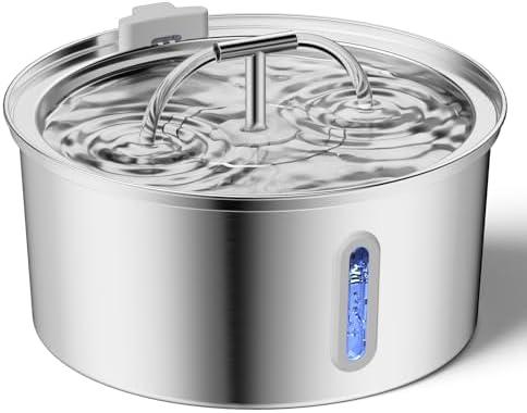 Cat Water Fountain Stainless Steel, 3.2L/108Oz Pet Water Fountain for Drinking, Automatic Metal Dog Water Dispenser Bowl with Quiet Pump, Dual-Stream, Filtration for Cats, Dogs, Multiple Pets Indoor