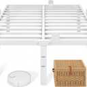 Queen Bed Frame, 14 Inch Metal Platform Bed Frame with Rounded Legs, White