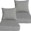 Goodgoods 22x24 inch Outdoor/Indoor Deep Seat Patio Cushions Set of 2 Resilient Foam Filling Water Repellent Stain-Resistant UV Resistant Weather Resistant Deep Seat Bottom Light Gray