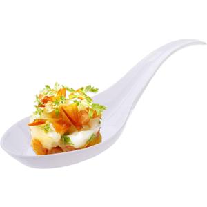 Kingrol 200 Plastic Appetizer Spoons, Disposable Tasting Spoons for Desserts, Hors d'oeuvres, Soups, Sushi, Dipping Sauces - White (4.75 x 1.4 x 1 inch)