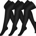 CHARMKING Compression Socks (3 Pairs) Knee High Compression Sock for Women & Men Stockings for Running, Cycling,Athletic (Small-Medium, 01 Pure Black/Black/Black)
