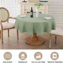 AUSSPVOCT Textured Tablecloth Round 60 Inch Waterproof Spill-Proof Wipeable Table Cloth Round Cover Wrinkle Free Circle Dining Tablecloths for Birthday Farmhouse Outdoor Party up to 44'' Dia Tables