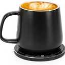 APEKX Warm Cup Coffee Mug Warmer Set - Smart Stable Constant Temperature 131F, 15W Wireless Charging, 12.8 oz Capacity - Supports USB-C Interface, Automatic Power On/Off Function (4 H) (Black)