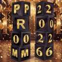 Sinmoe 8 Pcs Prom Decorations for Party 2026 Prom Column Standup 12 Inches PVC Sparkle Balloons Boxes Set Graduation Senior Night Decorations for 2026 Masquerade Graduation Photo Booth(Black Gold)
