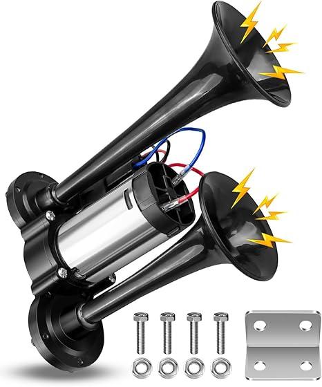 600DB Air Horn Dual Trumpets, Super Loud Car Electric Horn Kit with Air Compressor, for Any 12V Car Motorcycle SUV Truck Boat Train