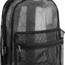 Transparent Mesh Backpacks for School Kids, Beach, Travel - Mesh See Through Backpack with Padded Straps Large (Black)