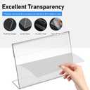 COMNICO 10 Pcs Clear Plastic Acrylic Sign Holder, 4 x 6 Inches Unbreakable Table Sign Holder L Shape Paper Menu Picture Photo Display Stand for Office Desktop School Store Restaurant