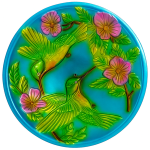 DREAMSOUL 20" Hummingbird Bird Bath Stand, Metal Deep Bird Bath for Outside with Folding Bracket, 2 in 1 Birdbath and Feeder for Garden Lawn Yard