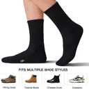 LWK Men's Bamboo Viscose Athletic Crew Socks, Thick Cushioned Moisture Wicking Breathable Running Socks, 6 Pack Gift Box, Size Large (Black)