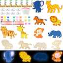 LARDUX Safari Party Favors, 24PCS Animal Party Favors Painting Kit with Glow in The Dark Paint DIY Jungle Birthday Party Decorations Goodie Bag Stuffers for Kids