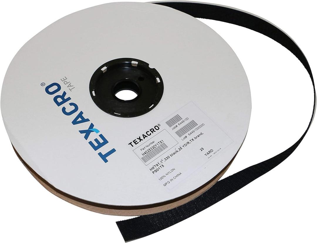 TEXACRO Brand Hook 70 PSA 32-25 Yard Velcro Roll 1" Wide, Black TEXACRO Brand Hook 70 PSA 32-25 Yard Velcro Roll 1" Wide, Black