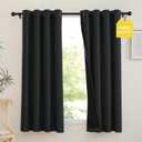 NICETOWN 100% Blackout Curtains 63 inch Long, Grommet Lightweight Thermal Curtains Portable Window Treatments Total Privacy Blackout Shades for Travel, Jet Black, W52 x L63, 2 Panels