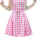 Girls Pink & White Gingham Costume Dress with Accessories, 4-10Y (Pink)