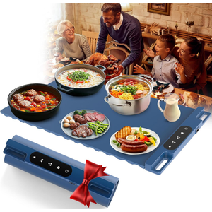 Food Warming Mat - Silicone Electric Warming Tray for Buffets Party, Rollable & Foldable Food Heating Mat Countertop, 3 Temps Settings, Auto Shut-Off, Ideal for Gatherings, Parties, X Large Size