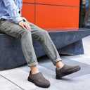 OrthoComfoot Mens Orthopedic Slippers Shoes with Arch Support: Plantar Fasciitis House Slip On Loafers, Comfortable Moccasin Mule Clogs for Indoor Outdoor (Brown, 11)