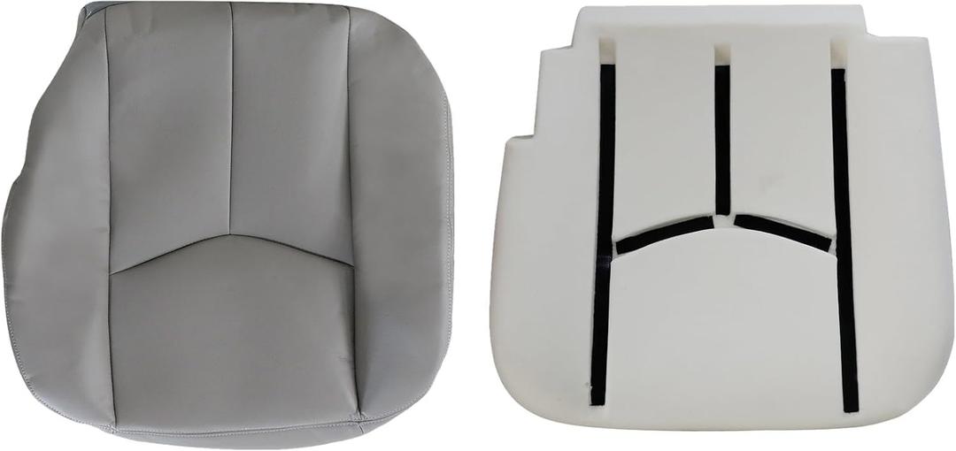 Priprilod #922 Gray Microfiber Leather Driver Side Bottom seat Cover & Foam Cushion Replacement Fit for Chevy Silverado Tahoe Suburban Avalanche GMC Sierra Yukon XL 2003 2004 2005 2006