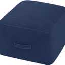 MeMoreCool Square Stuffed Pouf Ottoman Foot Rest, Floor Pouf Foot Stool with Foam Chunk Filling, Soft Stuffed Ottoman Footrest for Living Room, Navy