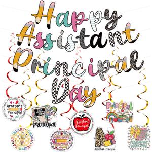 Eersida 42 Pcs Assistant Principal Week Including Banner Hanging Swirls Wall Decor Holiday Celebrating Events for Teaching Assistant Appreciation Festival Supplies