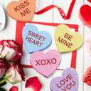 AnyDesign 5Pcs Valentine's Day Conversation Hearts Wooden Table Sign Colorful Heart Wood Tabletop Decoration Love You Be Mine Kiss Me Table Centerpiece Tiered Tray Decor for Wedding Home Shelf Display (Yellow,Orange,Blue,Pink)