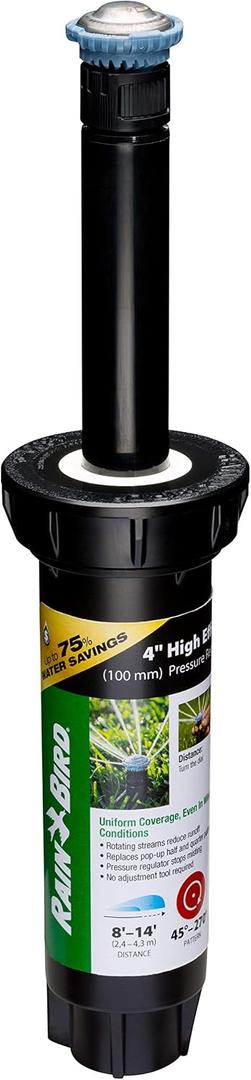 Rain Bird 8SAPROPR Pressure Regulating (PRS) High-Efficiency Pro Rotary Sprinkler, Hand Adjustable 45 - 270 Pattern, 8' - 14' Spray Distance, 4" Pop-up Height