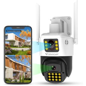 VSTARCAM 3MP+3MP Security Cameras Wireless Outdoor, 2K Dual Camera, 360 Pan & Tilt, Custom Alarm Sound, Full Color Night Vision, 2-Way Audio, 2.4GHz WiFi, PIR Motion Sensor,Real Time Notifications