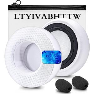 Virtuoso XT Cooling Gel Earpads - Compatible with Virtuoso RGB Wireless SE Headset, Thicker Hybrid Fabric Replacement Earpads (White Fabric)