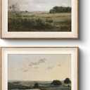VIYYIEA Vintage Landscape Framed Wall Art 2 Set, Nature Wilderness Scenery Paintings Decor Aesthetic, 10x12 Inch Canvas Print Artwork Home Decor, Retro Farmhouse Wall Pictures for Bedroom Living Room