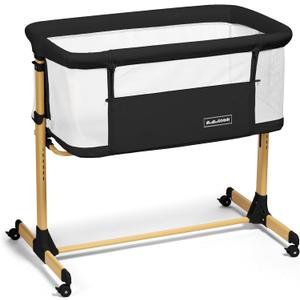 3 in 1 Baby Bassinet with Wheels, Portable Bedside Sleeper for Baby with 6 Adjustable Heights and Foam Mattress, Baby Bedside Crib for Newborns and Infants
