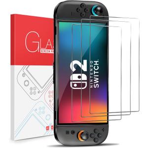 3 x 3-Pack Screen Protector Tempered Glass for Switch 2 [7.9 inch] 2025-HD Clear Anti-Scratch Travel Transparent Clear Screen Protector for Nintendo Switch 2 Console & Accessories
