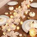 3D Pumpkin Lights & 60 LED, 2 Pack Thanksgiving Garland Fall Decor, Total 20Ft Maples Leaf Garland Fall Lights Thanksgiving Decorations for Home Indoor Outdoor Mantle Fireplace Porch Table Decor