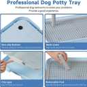 CUHIOY Dog Potty Tray Toilet 20"x14" - Indoor Pee Pad Holder with 8pcs Training Pads, Puppy Mesh Potty with Secure Latch for Small Medium Puppies - Blue