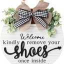 3D Welcome Sign for Front Door- Farmhouse Welcome Door Sign for Front Porch Decor Wooden Door Decorations outdoor Hanging Home Signs No Shoes Sign for House Please Remove Your Shoes Sign