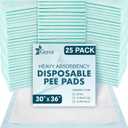 GREEN LIFESTYLE Underpads - Chucks Pads Disposable Adults, for use as Incontinence Bed Pads, Pet Pads, Pee Pads for Dogs, Cats, Bunny, Seniors Bed Pad (Pack of 25 - 30x36)