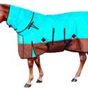 78" Waterproof Breathable Horse Blanket (No Fill), 600D Oxford Cloth Winter Turnout Rain Sheet with Removable Neck Cover, Windproof Tail Flap and Belly Wrap, Suitable for Stables, Pastures, Paddock