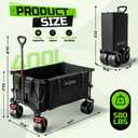 400L Folding Wagon Cart with Brakes & Removable Table, 580lbs Heavy Duty Collapsible Wagon, Big All-Terrain Wheels for Camping, Sports, Grocery, Outdoor - Black