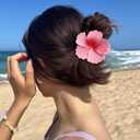 4 Pcs Hawaiian Flower Hair Claw Clips for WomenFrosted Hibiscus Hair Claw ClipsStrong Hold NonslipHair Accessories for Holiday Beach Gifts4 Colors