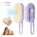 GooCare Soft 3-in-1 Silisone Spray Brush, Upgraded for Shedding, Cleaning and Spa Massage, Hair Removal, Best Water Steam Brush for indoor Long or Short Haired Cat and Dog (Purple, Handle)