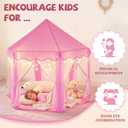 Sumbababy Princess Castle Tent for Girls Fairy Play Tents for Kids Hexagon Playhouse with Fairy Star Lights Toys for Children or Toddlers Indoor or Outdoor Games (Pink)