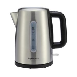 Basics Electric Stainless Steel Kettle for Tea and Coffee, BPAFree, Fast Boiling, Auto ShutOff, 1.7 Liter, 1500W, Black and Silver