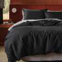 Bedsure Cotton Duvet Cover Set - 100% Cotton Waffle Weave Black Duvet Cover Oversized King Size, PureWoven Breathable Bedding Set for All Season, 3 Pieces, 120"x98"