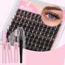 UILULU DIY Lash Clusters Kit 168 Individual Clusters False Eyelashes, Cluster Eye Lash Extensions Kit with Bond & Seal, Remover, Tweezers, Fake Eyelash D Curl-0.07-9-16MM(U02 Lash Kit)