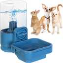 VANNON Small Animal Filter Water Dispenser for Crate, 26oz Water Bottle for Cage, BPA Free and Anti-Overeflow Pet Water Bowl for Small Dogs, Cats and Rabbits, Blue
